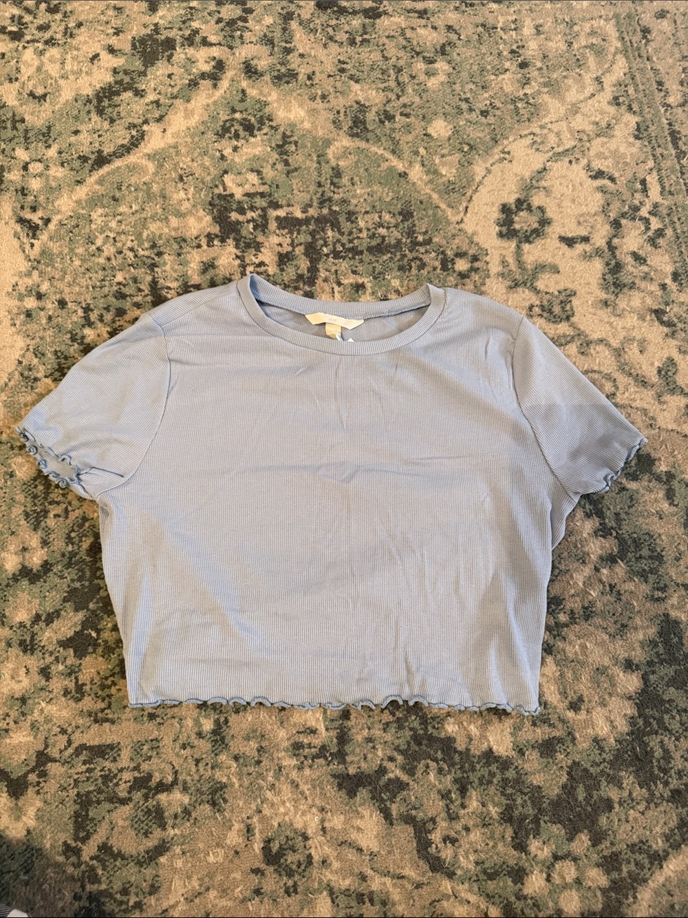 Light Blue Ribbed Crop Tee